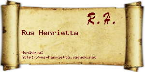 Rus Henrietta névjegykártya